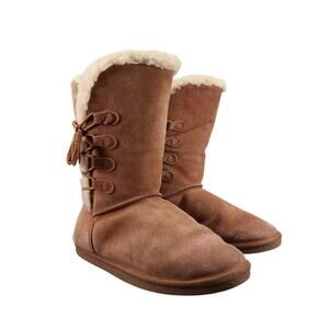 Tamarac Shoes Womens 9 Boot Winter Leather Wool Pull On Comfort Warm Brown Tahoe